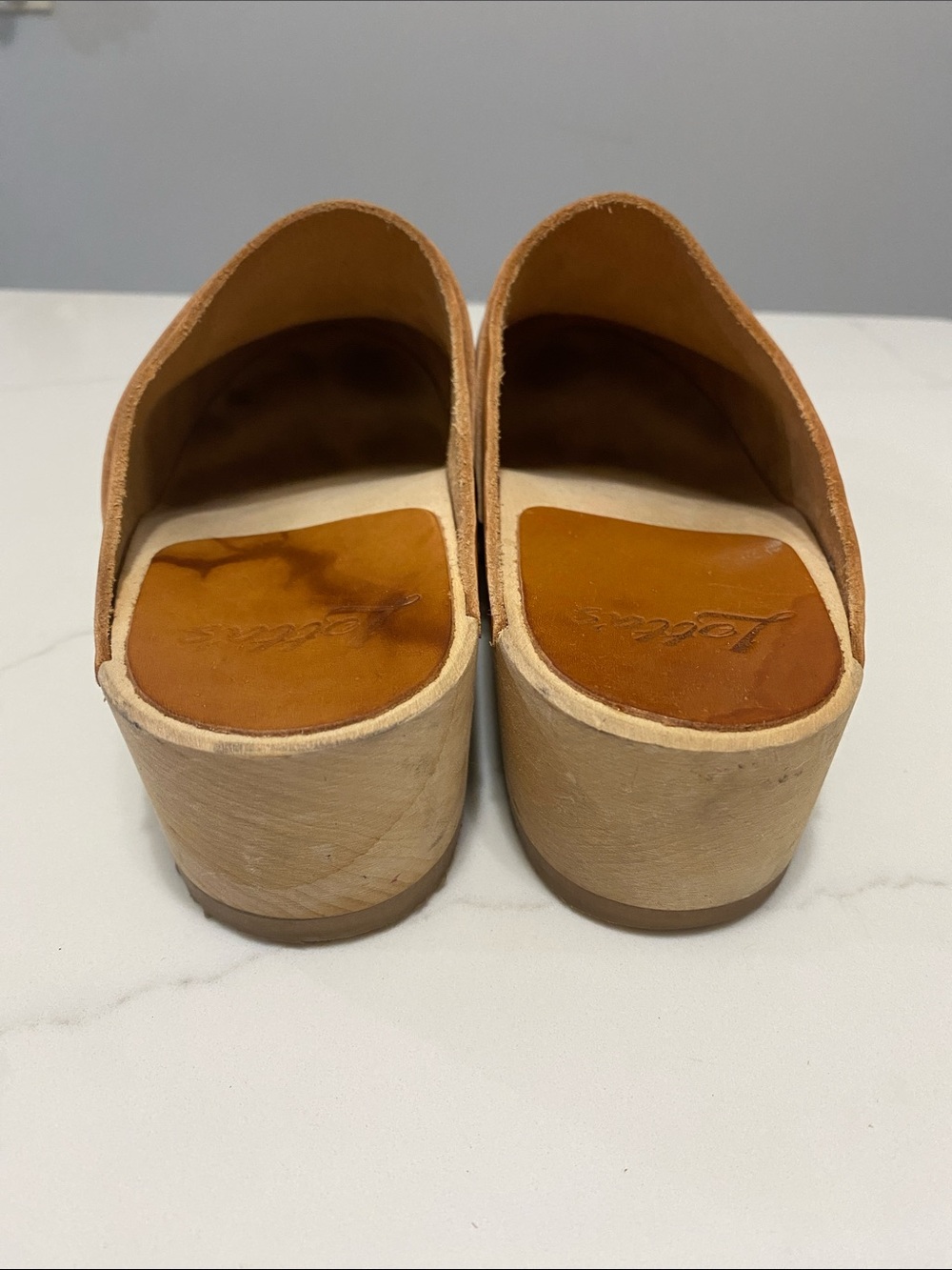 Lotta From Stockholm Tan Leather Slip-On Clogs SIZE 37 6.5 or 7 - Picture 6 of 9